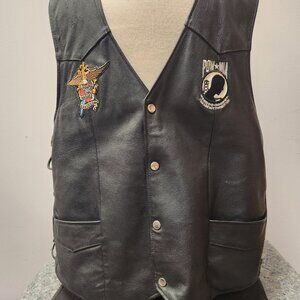 Leather Gallery, Leather Vest 2X w/ MIA/POW Patches